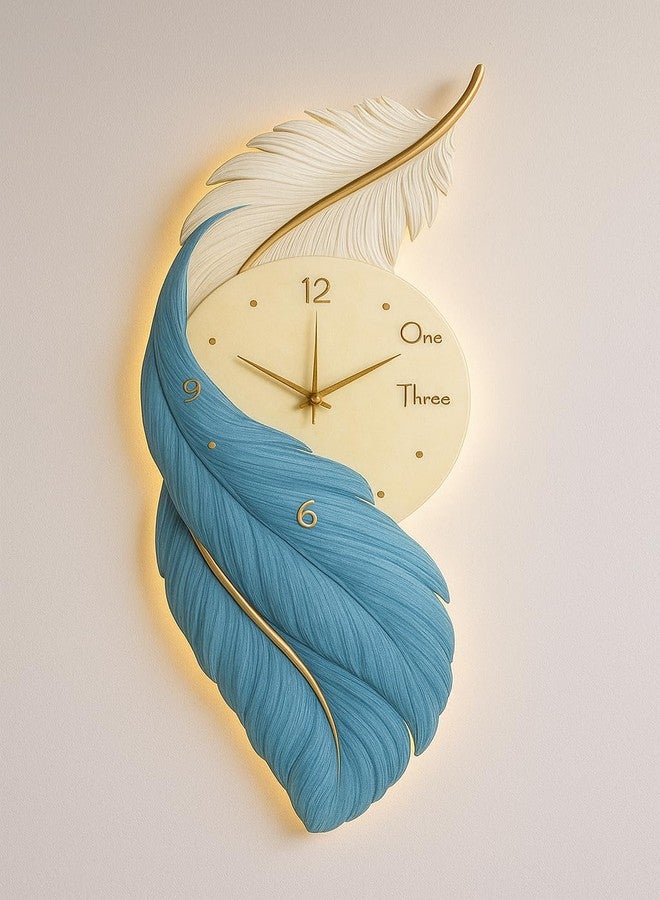 HARIRUP Home Decoration Creative Wall Clock Luxury Living Room Creative Personality Art, Analog Silent Wall Clock with LED Light On Backside and Remote Control (Feather Clock) - Image 3